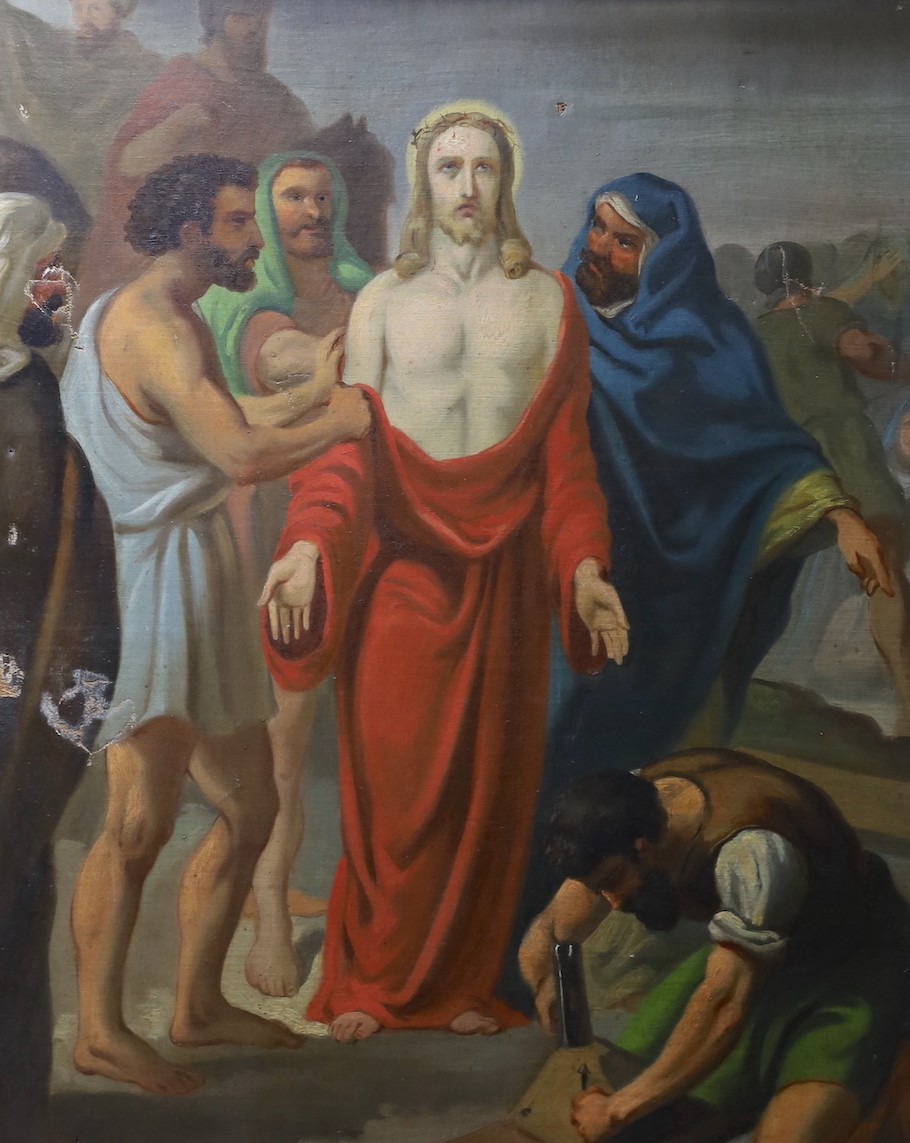Italian School, oil on canvas, The dispossession of Christ, Archeocity Certificate verso, 65 x 50cm